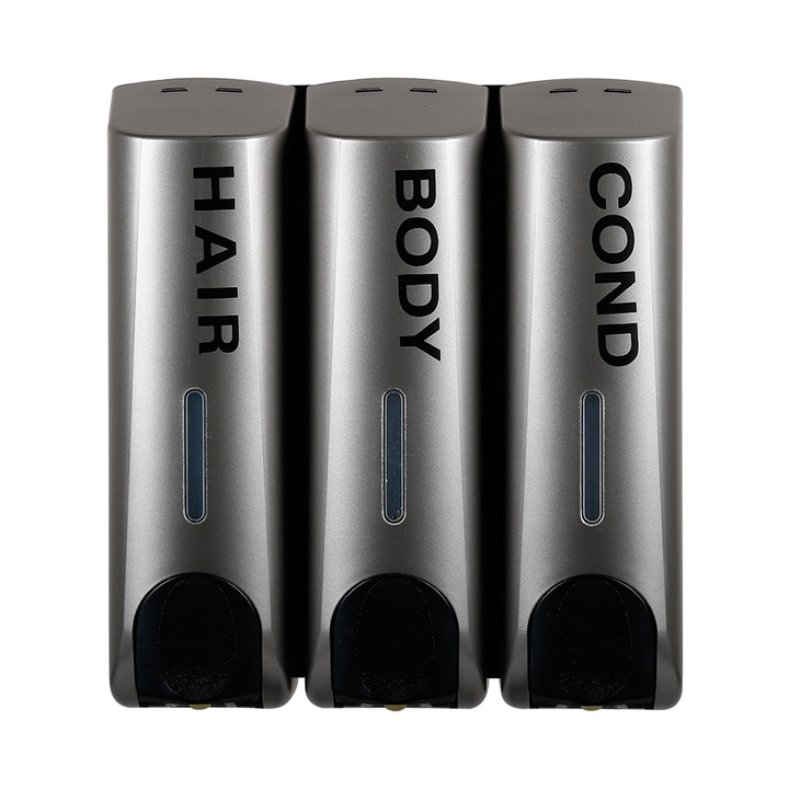 ABS Plastic Silver Black Triple Bottle Eco-Friendly Hand Soap Shower Shampoo Dispenser 350ml Household & Hotel Use Wall-Mounted