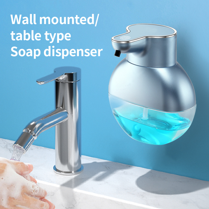 IPX 6 Wall Mounted Counter Top Round ABS Plastic Recharge Usb Foam Automatic Soap Dispenser for Home