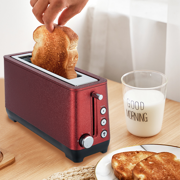 KRON Home Appliances 1 Long Slot Stainless Steel Slice Toaster Pop up Bun Toaster