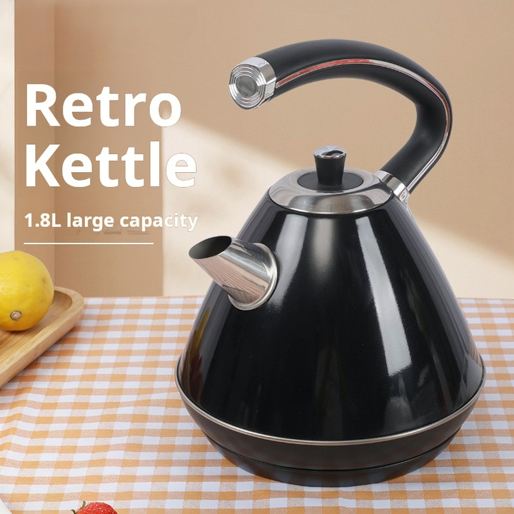 English Retro Style 1.8L Electric Kettle Large Household Capacity 304 Stainless Steel Open Kettle Kitchen Use Small Appliances