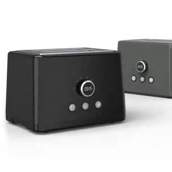 Household Digital Black Electric Baking Mini Cartoon Logo Bread Toaster with Countdown Function