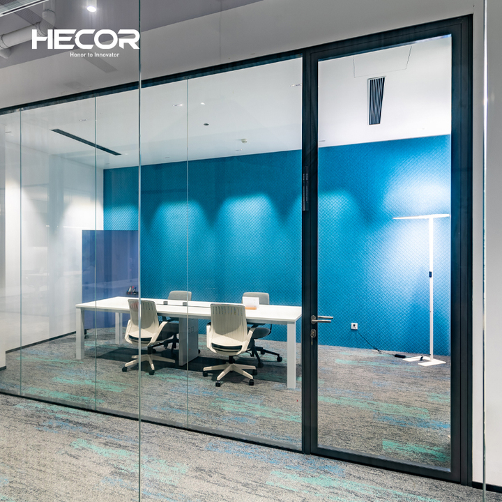 Customization Aluminium Frame Hotel Office Meeting Room Indoor Glass Wall Partition