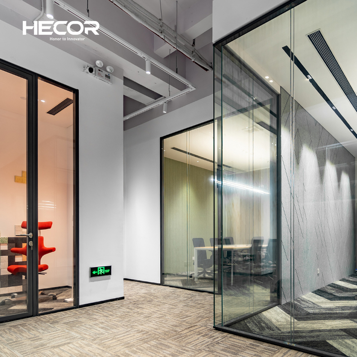 Conference Room Aluminium Modular Soundproof Clear Office Glass Divider Wall Partition