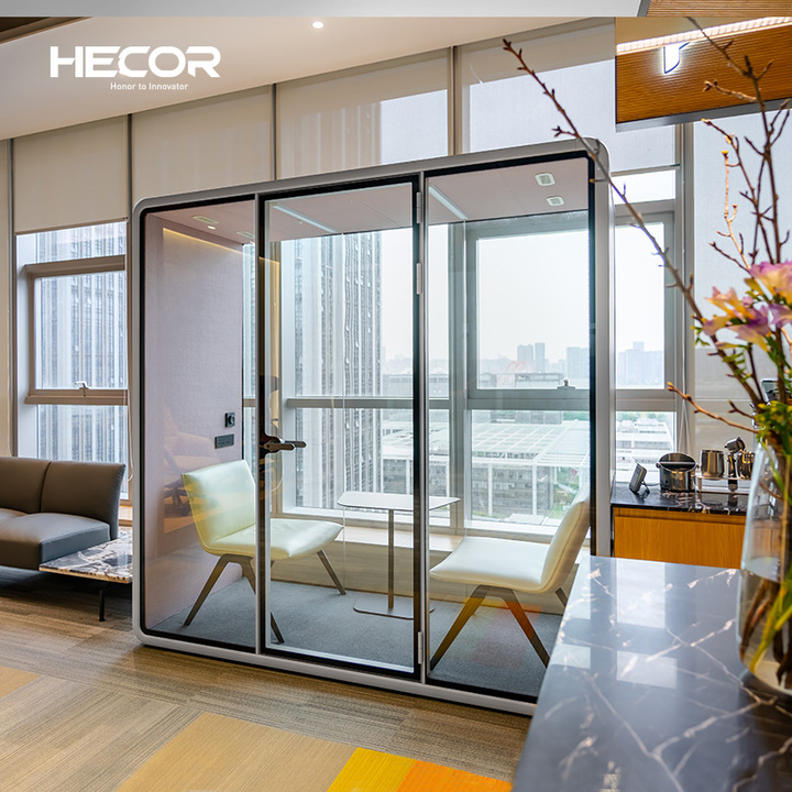 Prefabricated Indoor Silent Privacy Office Meeting Acoustic Booth Soundproof Vocal Phone Pod With Furnitures