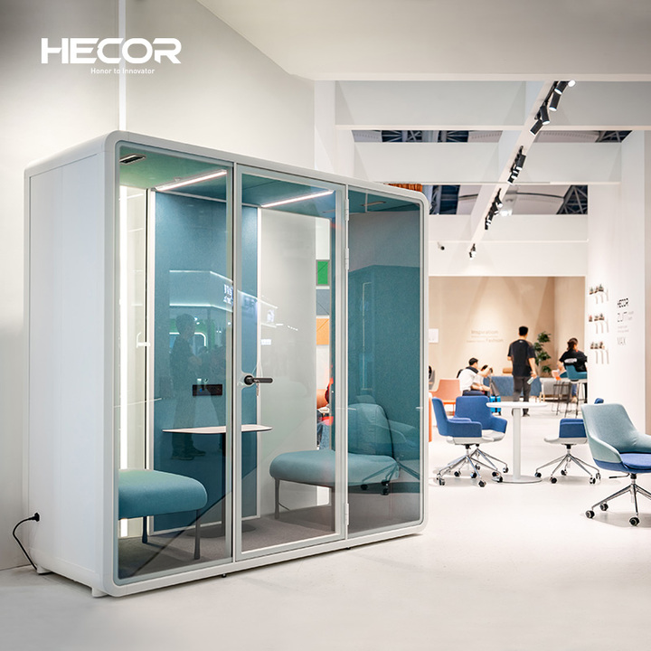 Prefabricated Indoor Silent Privacy Office Meeting Acoustic Booth Soundproof Vocal Phone Pod With Furnitures