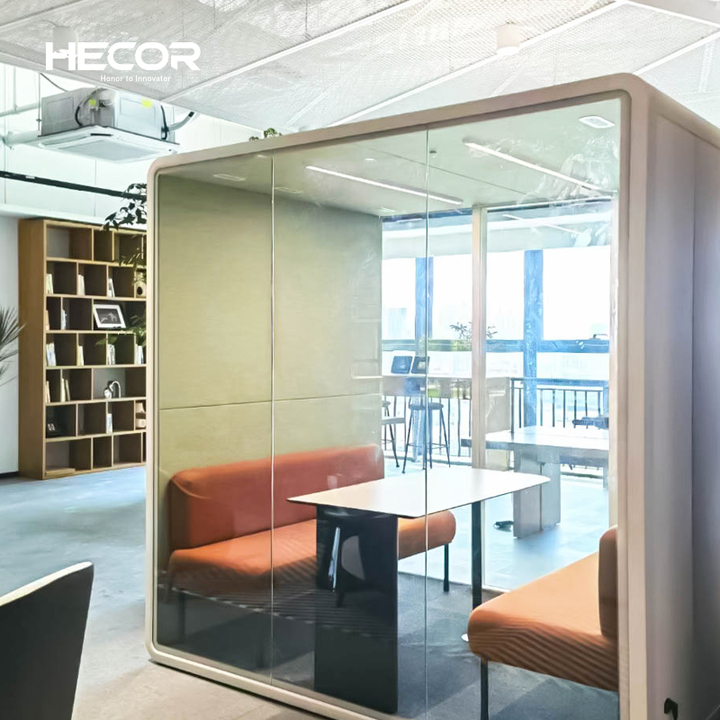 Prefabricated Indoor Silent Privacy Office Meeting Acoustic Booth Soundproof Vocal Phone Pod With Furnitures