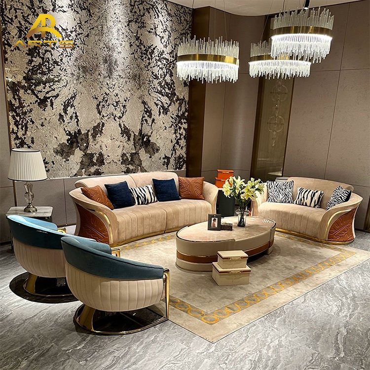 Factory Direct Modern Luxury Design Elegant Sofa Sets Upholstered Couches for Hotel Villa Apartment Living Room Sofa