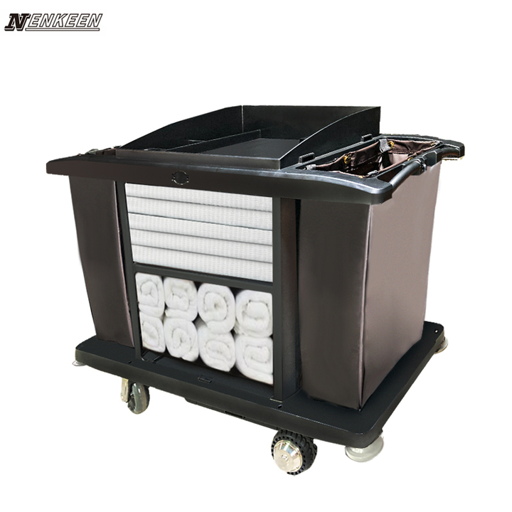 Custom Powered Heavy Duty Plastic Electric Housekeeping Cart for Hotel Room Service and Dining with OEM Manufacturing