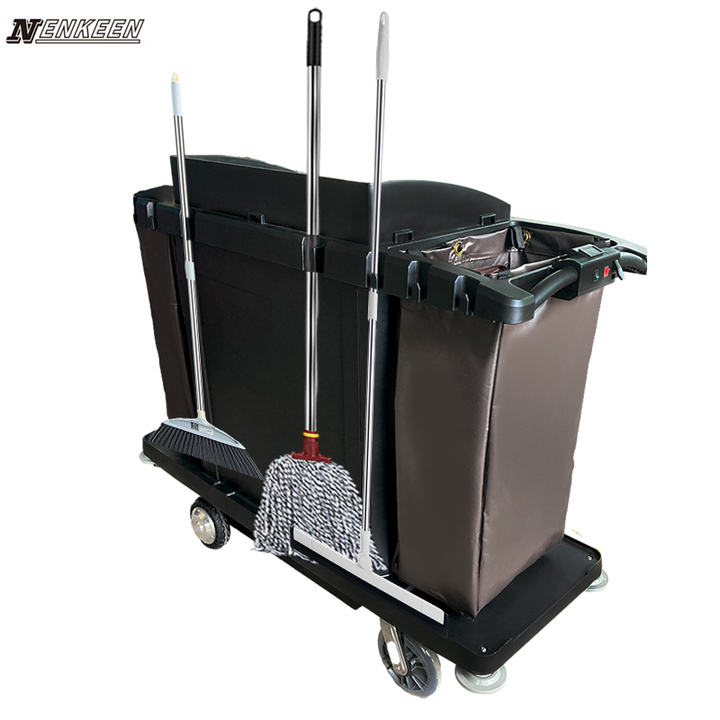 Custom Powered Heavy Duty Plastic Electric Housekeeping Cart for Hotel Room Service and Dining with OEM Manufacturing