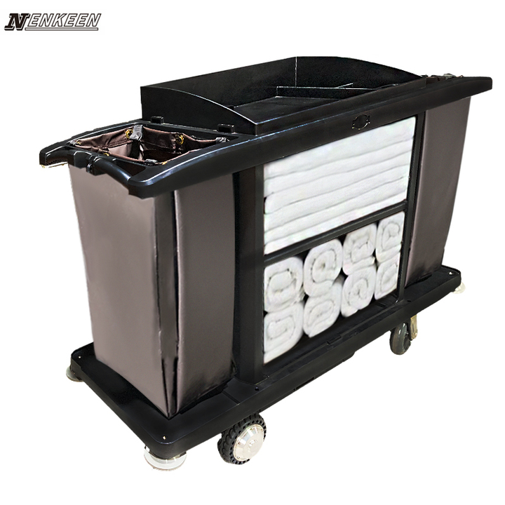 Custom Powered Heavy Duty Plastic Electric Housekeeping Cart for Hotel Room Service and Dining with OEM Manufacturing