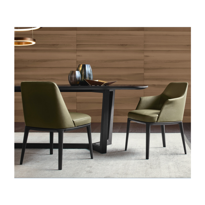 Modern Italian Dining Hotel Chair Simple Leather on Solid Wood for Home and Dinning Room Furniture