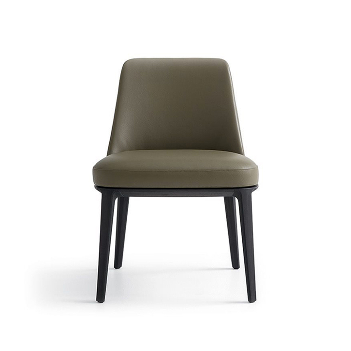 Modern Italian Dining Hotel Chair Simple Leather on Solid Wood for Home and Dinning Room Furniture