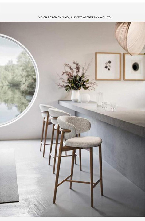 Hot Sale Luxury Customized Solid Wood High Bar Chairs for Home Restaurant Hotel Kitchen Quality Bars Tool Furniture