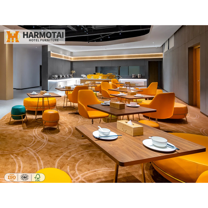 Rong He Tai Contemporary Commercial Dining Coffee Shop Booth Seating with Faux Marble Tabletop for Hotel and Restaurant