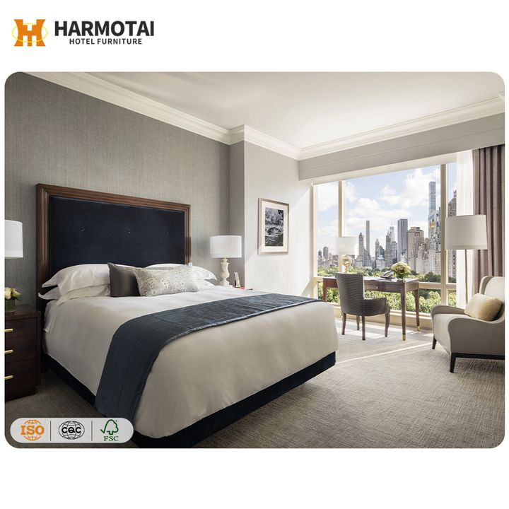 Modern Eco-Friendly 5-Star Hotel Bedroom Furniture Sets with Storage Drawers and Headboard Customizable for Apartments Villas
