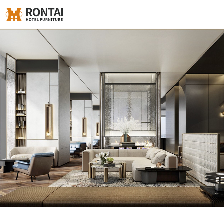 Modern Eco-Friendly 5-Star Hotel Bedroom Furniture Sets with Storage Drawers and Headboard Customizable for Apartments Villas