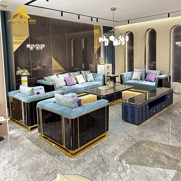 Factory Direct Modern Luxury Design Microfiber Leather Sofas Upholstered Couches for Hotel Villa Apartment Living Room Sofa