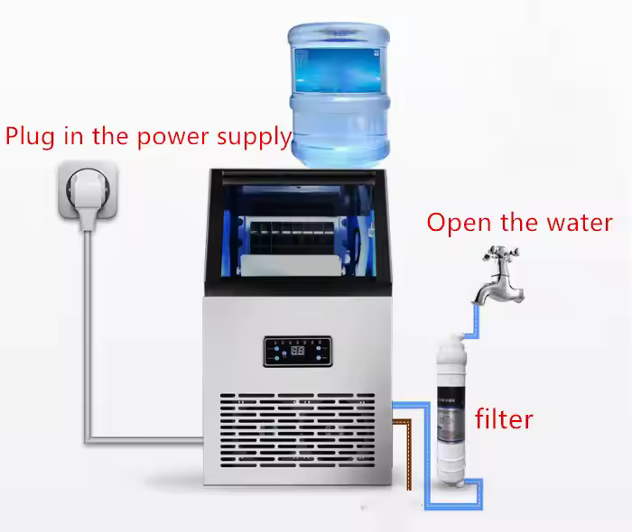 Ice Maker 60kg Automatic Home Commercial Small Ice Cube Block Making Machine Ice Maker Machine for Business Sale Food Beverage