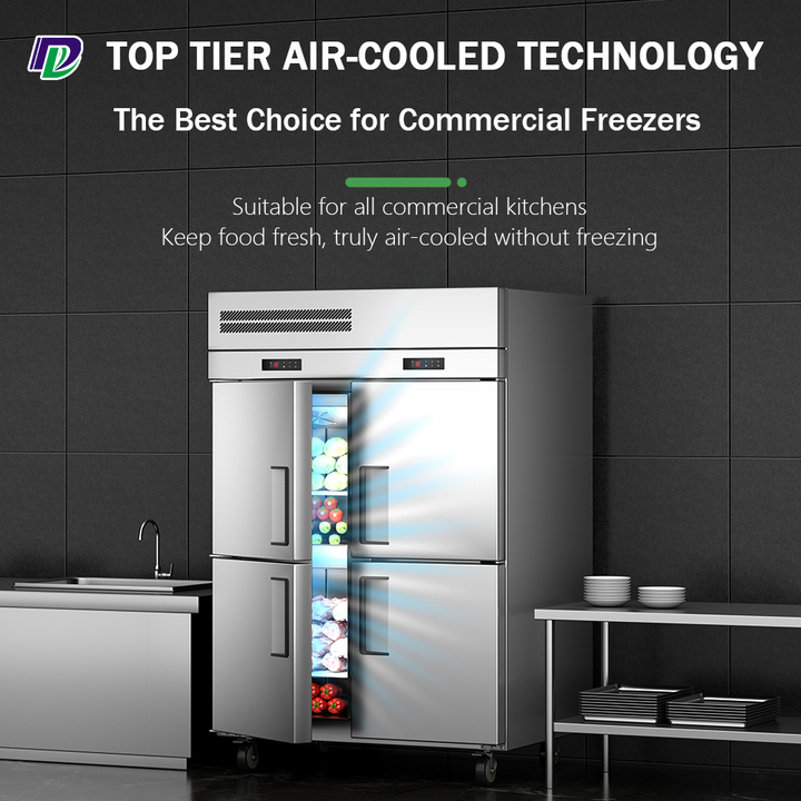 Professional Commercial Kitchen Fridge Upright Doors Freezer Double Door Stainless Steel Freezer Refrigerator