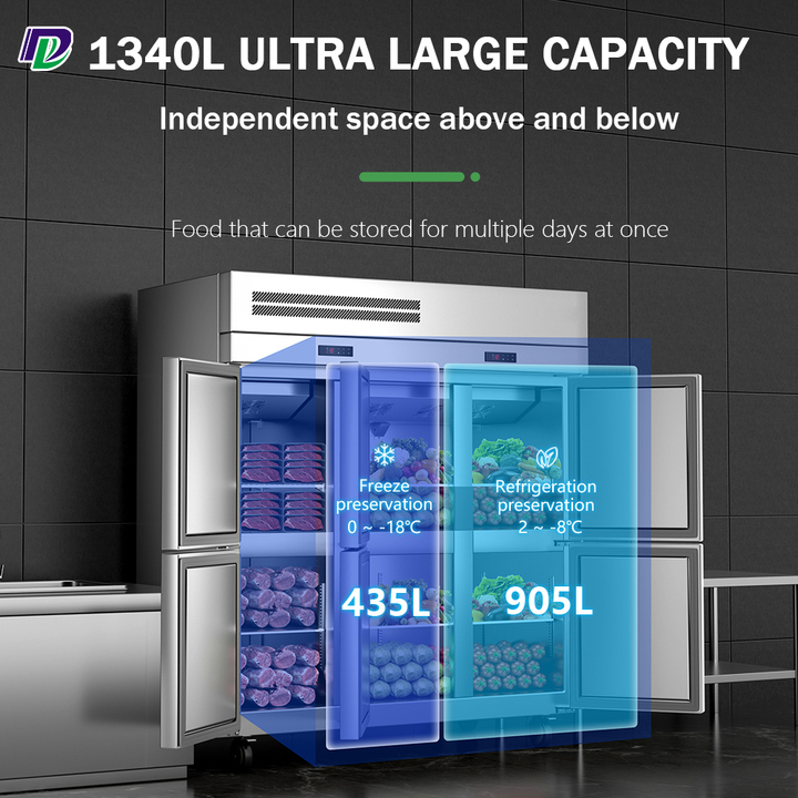 Professional Commercial Kitchen Fridge Upright Doors Freezer Double Door Stainless Steel Freezer Refrigerator