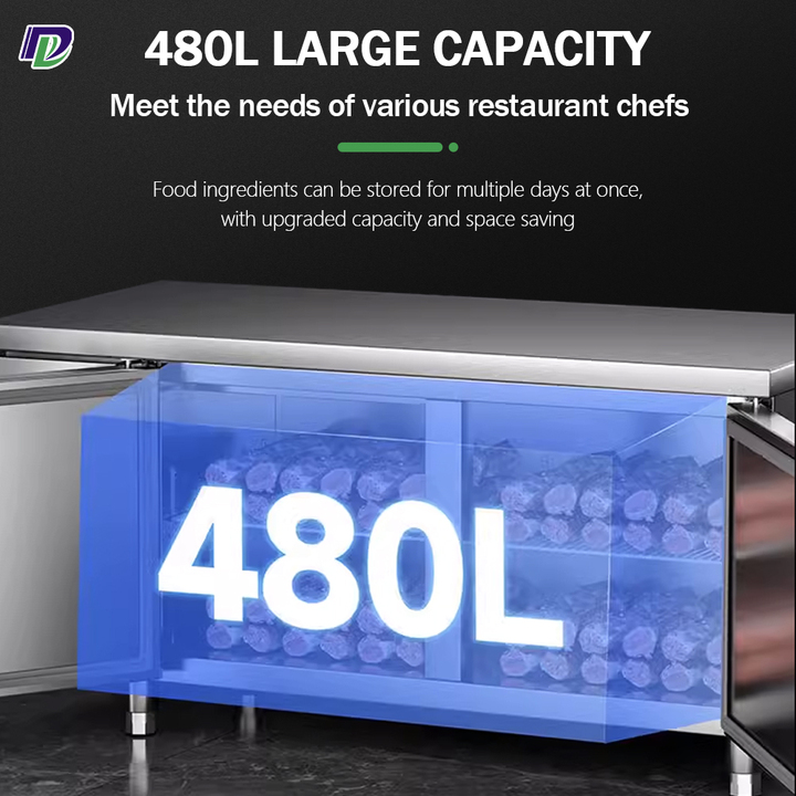 Air Cooling Commercial Restaurant Worktable Refrigerator / Workbench Refrigerator for Hotel School Factory Kitchen