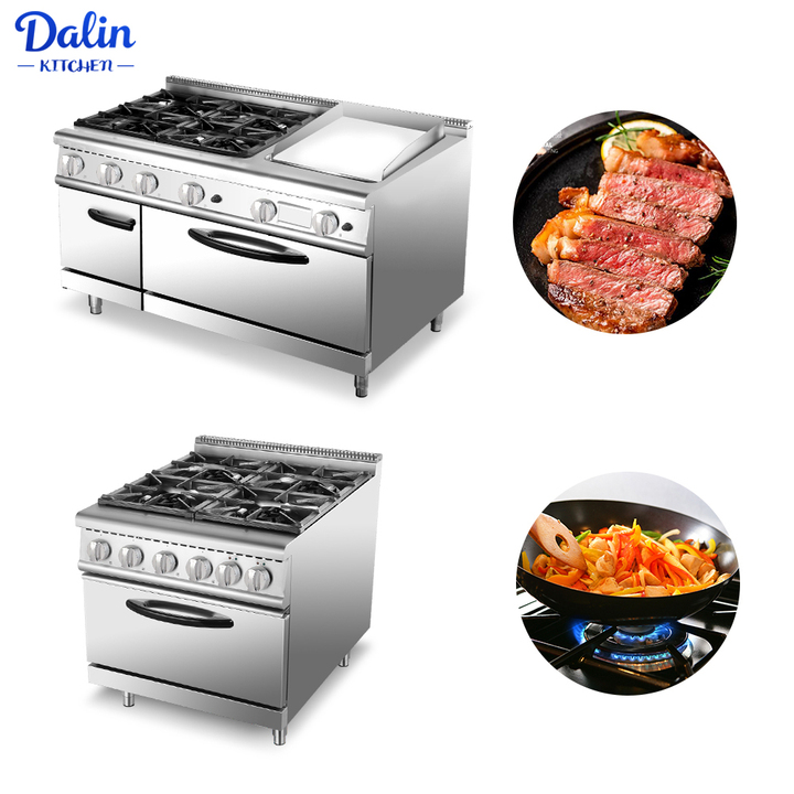 Smart Automatic 4 Burner Gas Stove North American Design Gas Burner Oven Combination Kitchen Equipment for Restaurants