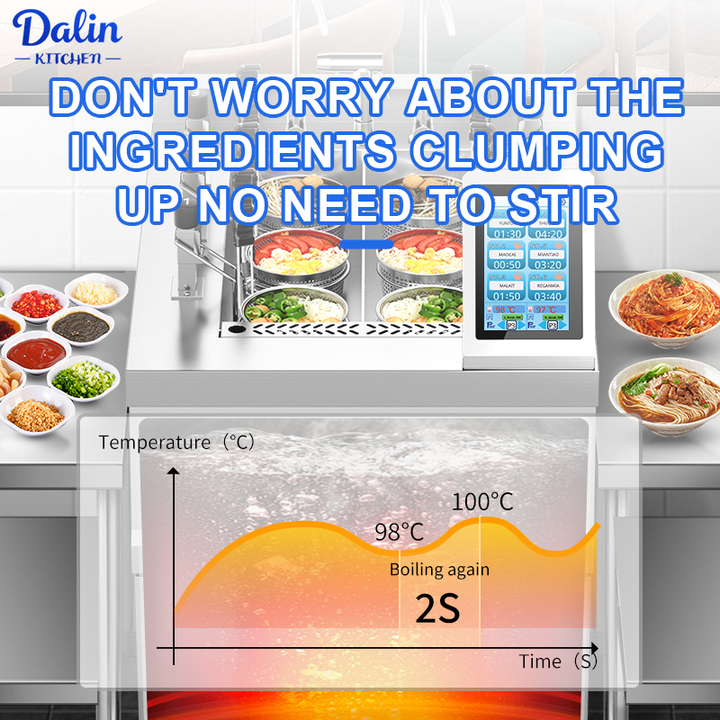 Factory Supply Stainless Steel Noodle Boiler Machine 3 Basket Electric Automatic Lifting Ramen Spaghetti Cooker