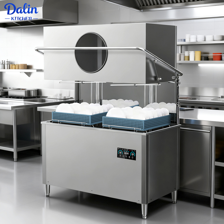 Digital Control Commercial Dishwasher Energy Efficient and Fully Automated Hood-Type Commercial Dishwasher for Restaurants