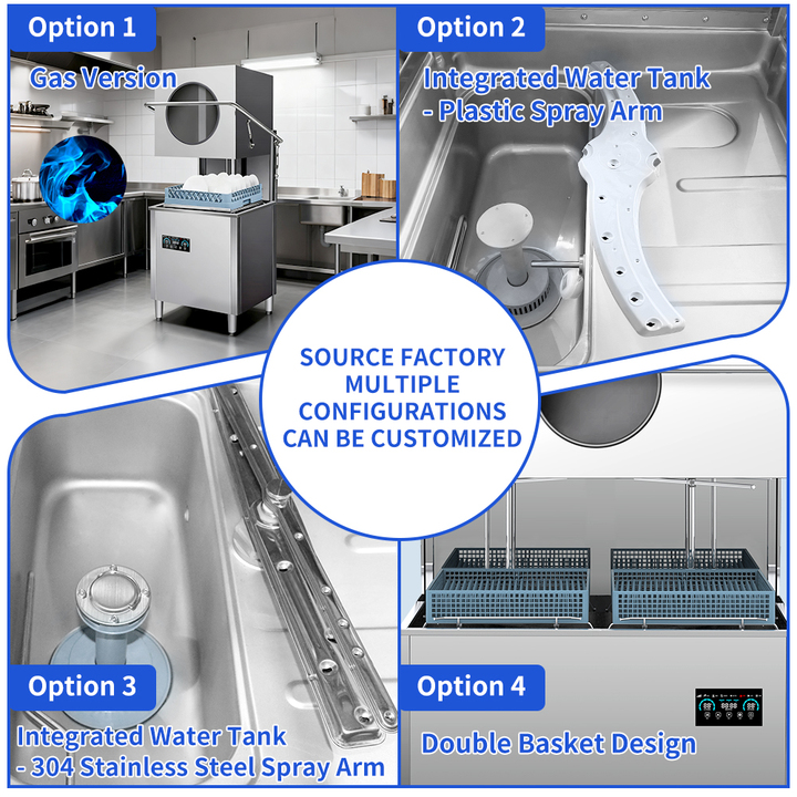 Digital Control Commercial Dishwasher Energy Efficient and Fully Automated Hood-Type Commercial Dishwasher for Restaurants