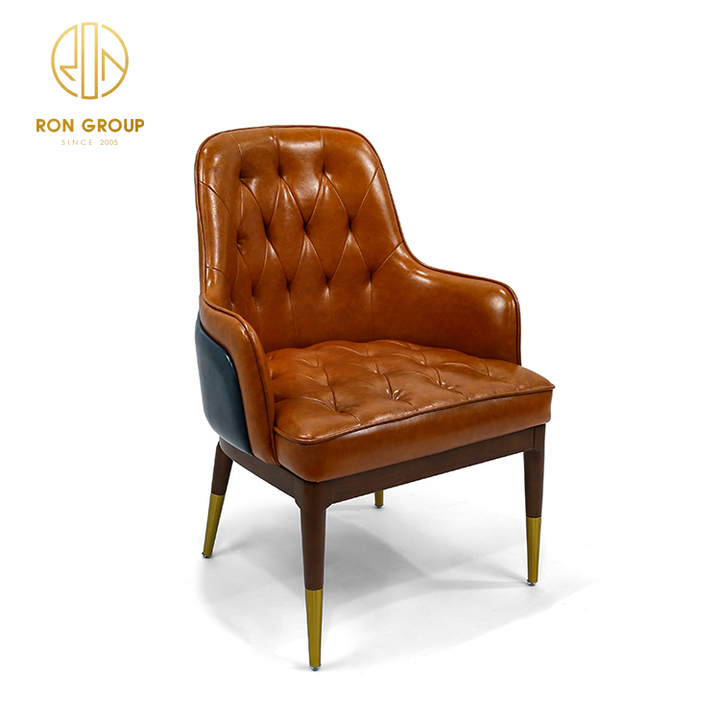Wholesale Luxury High-End Italian Style Modern Restaurant Home Furniture Real Leather Dining Chair with Metal Leg Outdoor Use