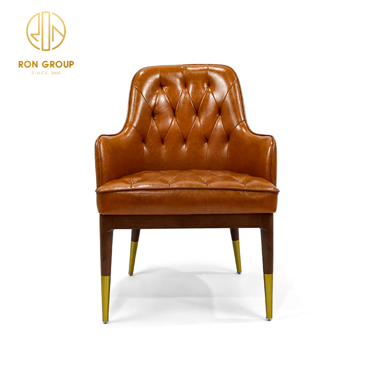Wholesale Luxury High-End Italian Style Modern Restaurant Home Furniture Real Leather Dining Chair with Metal Leg Outdoor Use