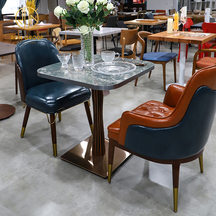 Wholesale Luxury High-End Italian Style Modern Restaurant Home Furniture Real Leather Dining Chair with Metal Leg Outdoor Use