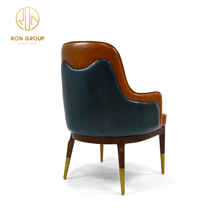 Wholesale Luxury High-End Italian Style Modern Restaurant Home Furniture Real Leather Dining Chair with Metal Leg Outdoor Use