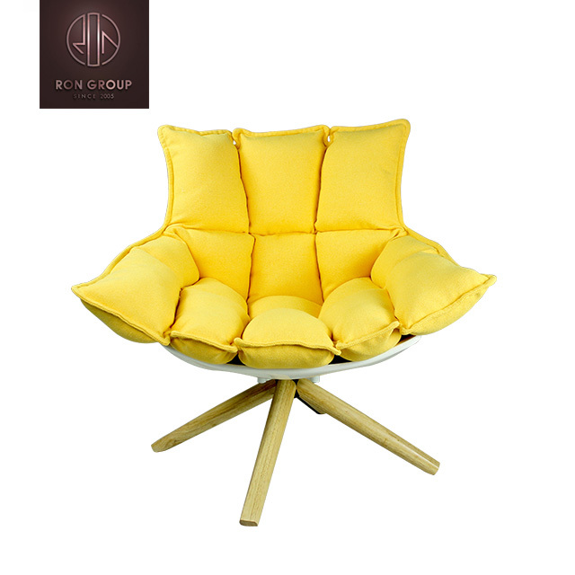 Modern Single Seat Fabric Leisure Chair for Home Dining Hotel with Wooden Feet for Home Office & Lobby Use