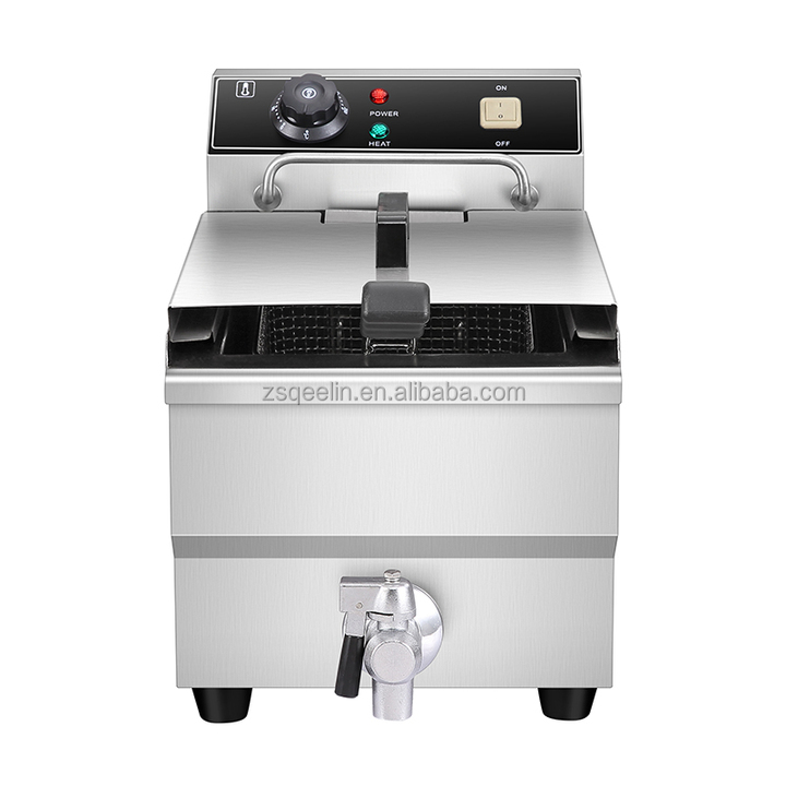 10L Household Electric Deep Fryer Single-Tank Non-Gas with Oil Outlet Valve for Restaurants and Food Shops