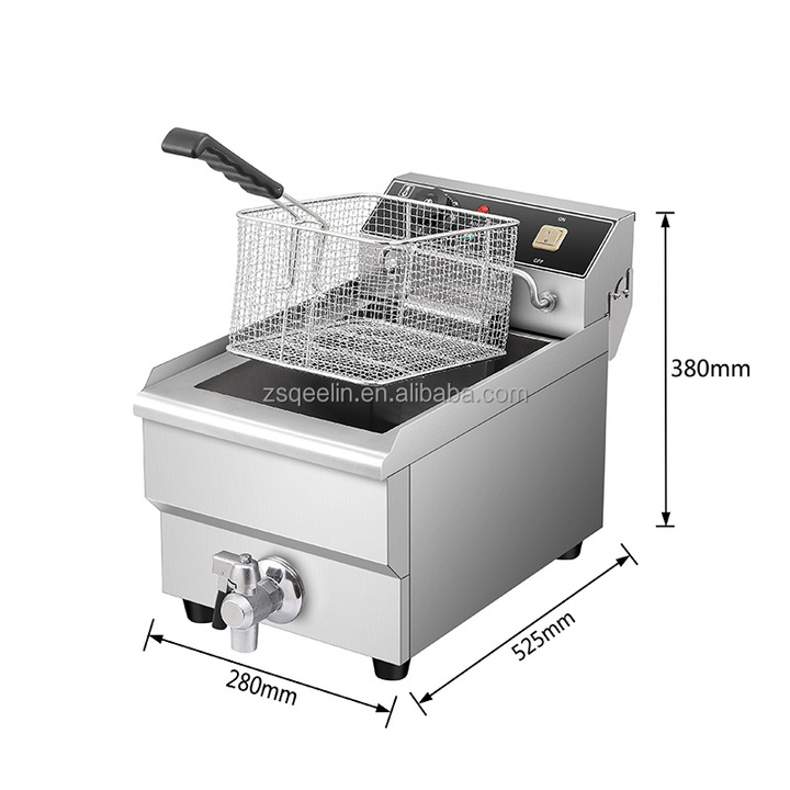10L Household Electric Deep Fryer Single-Tank Non-Gas with Oil Outlet Valve for Restaurants and Food Shops