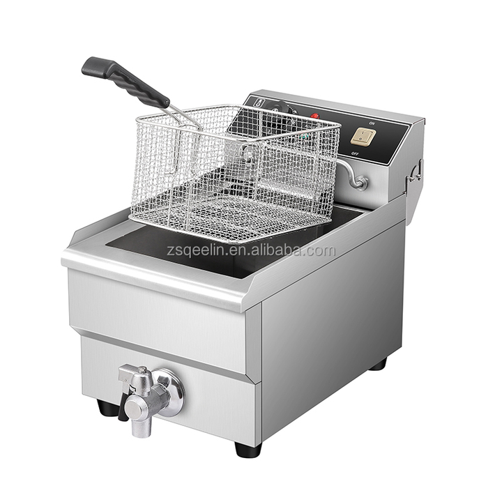 10L Household Electric Deep Fryer Single-Tank Non-Gas with Oil Outlet Valve for Restaurants and Food Shops