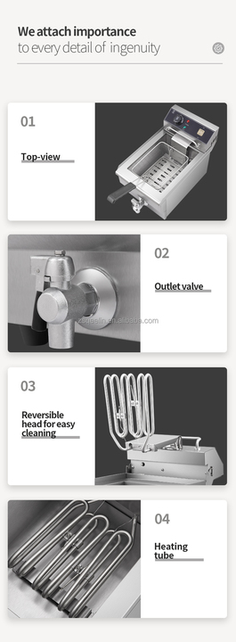 10L Household Electric Deep Fryer Single-Tank Non-Gas with Oil Outlet Valve for Restaurants and Food Shops