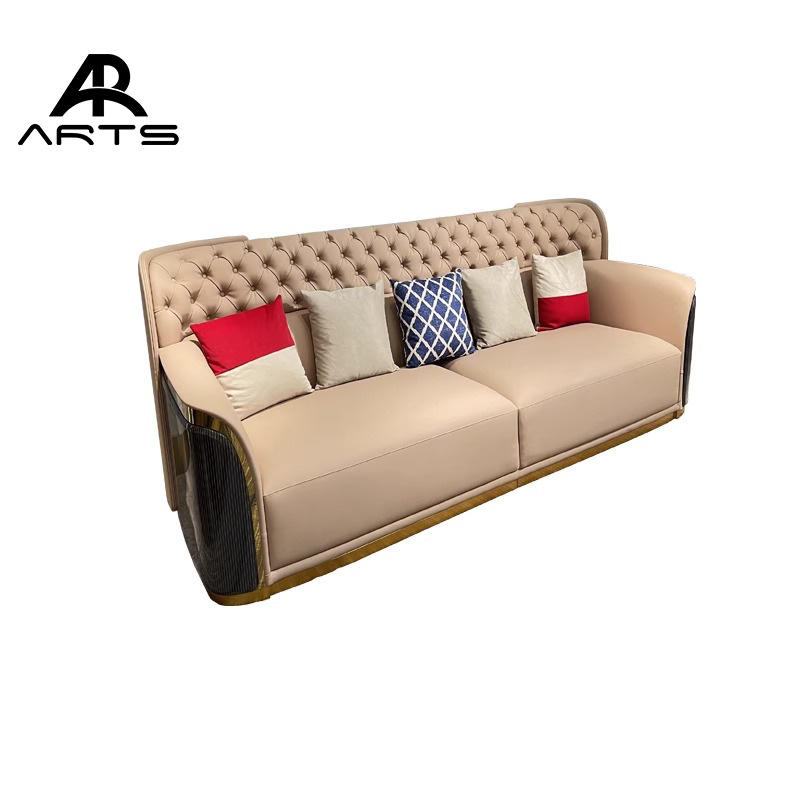 High-end Genuine Leather Sofa Luxury Living Room Furniture Customized Sofa for Home Villa Use