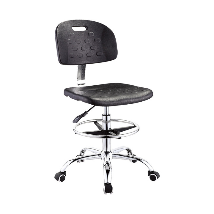 Adjustable Anti-Static Laboratory Chair with PU Backrest and Metal Rotary Lifting Bar for Workshops and Laboratories