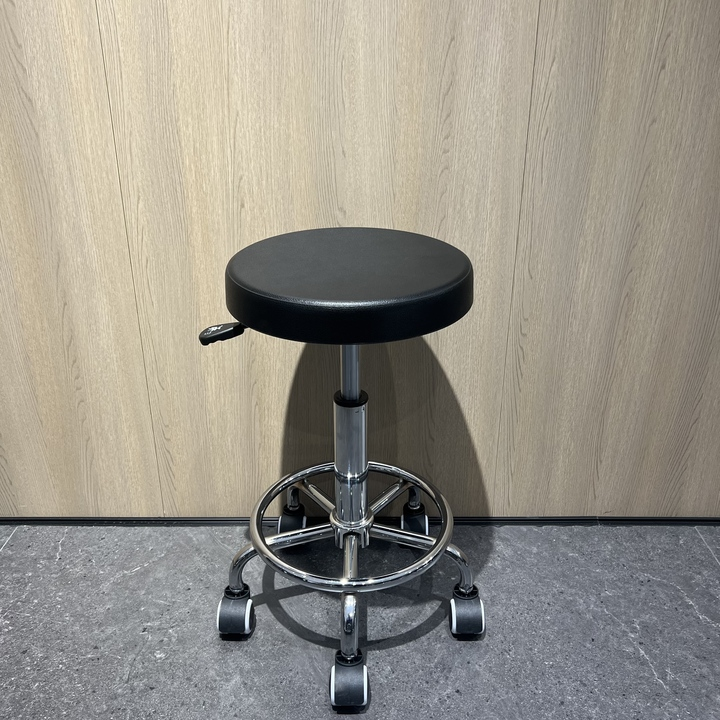 Industrial-Style Multi-Functional Swivel Office Chair PU Saddle Seat for Laboratory Training School Workshop Durable Metal