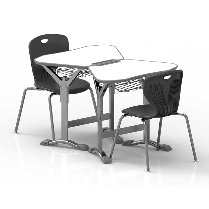 Modern Adjustable Metal Trapezoid Desk Table for University School & Classroom Combined Feature