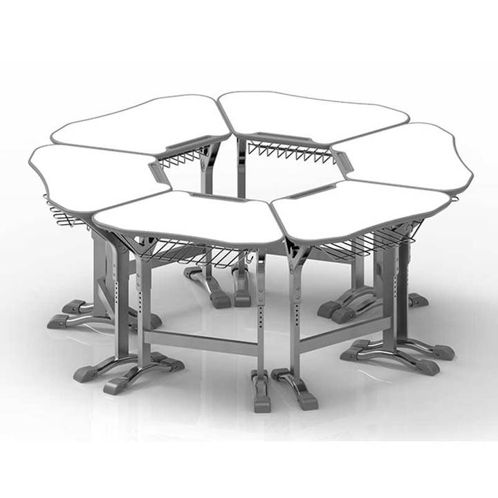 Modern Adjustable Metal Trapezoid Desk Table for University School & Classroom Combined Feature