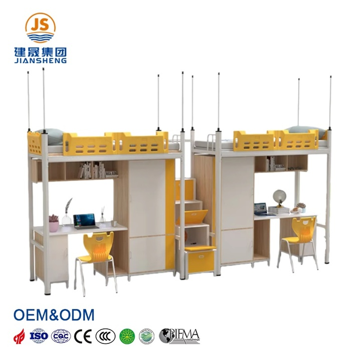 Modern Metal School Furniture Bunk Bed Set for Two People