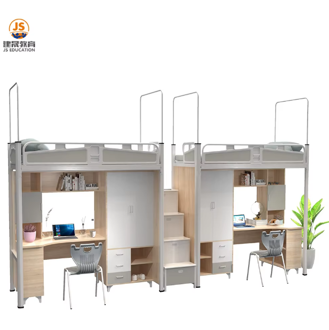 Modern Metal School Furniture Bunk Bed Set for Two People