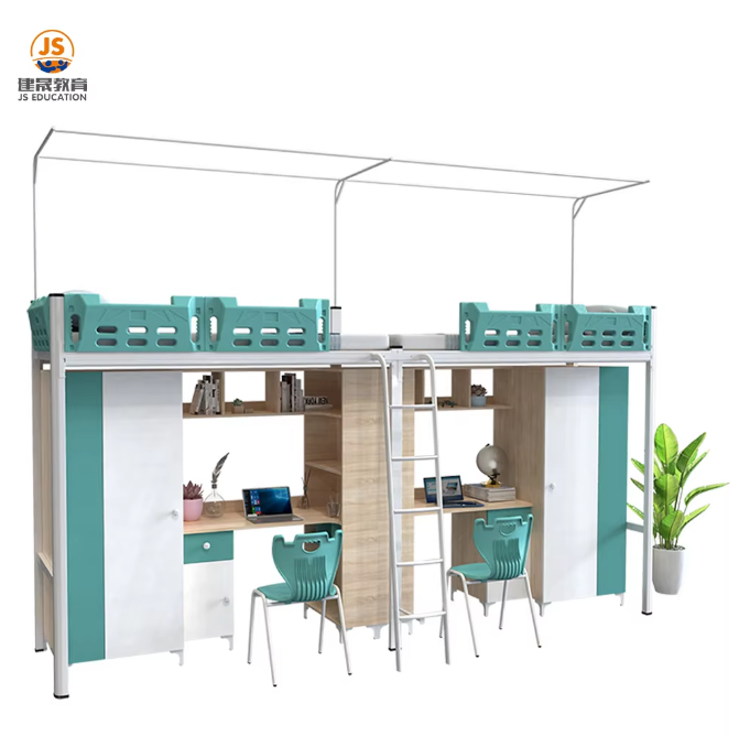 Modern Metal School Furniture Bunk Bed Set for Two People