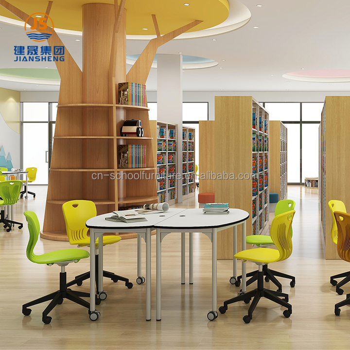 Modern Library Furniture Reading Table and Chairs Set School Library Furniture College Library Furniture for Student Study Room