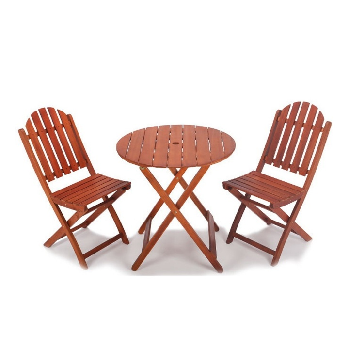 Rustic Solid Fir Wood Garden Table and Chairs Set Natural Finish Outdoor Dining Set for Backyard Patio Balcony