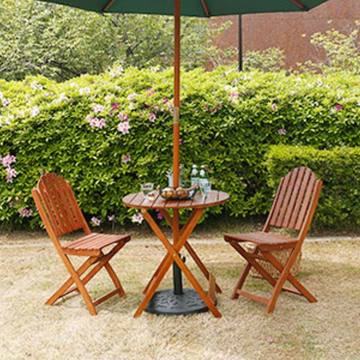 Rustic Solid Fir Wood Garden Table and Chairs Set Natural Finish Outdoor Dining Set for Backyard Patio Balcony