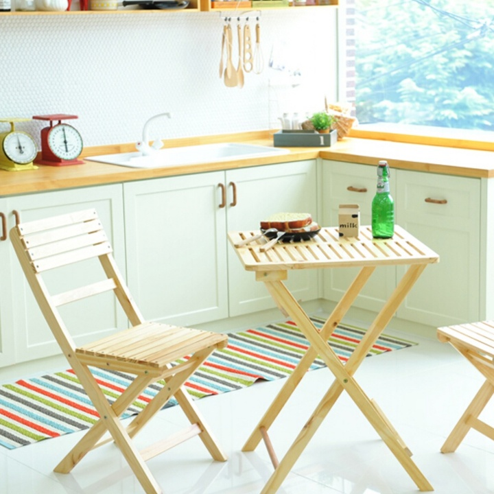 Vibrant Color Options Folding Garden Set New Zealand Pine Wood 2 Chair Table Portable Outdoor Furniture for Small Patio Balcony